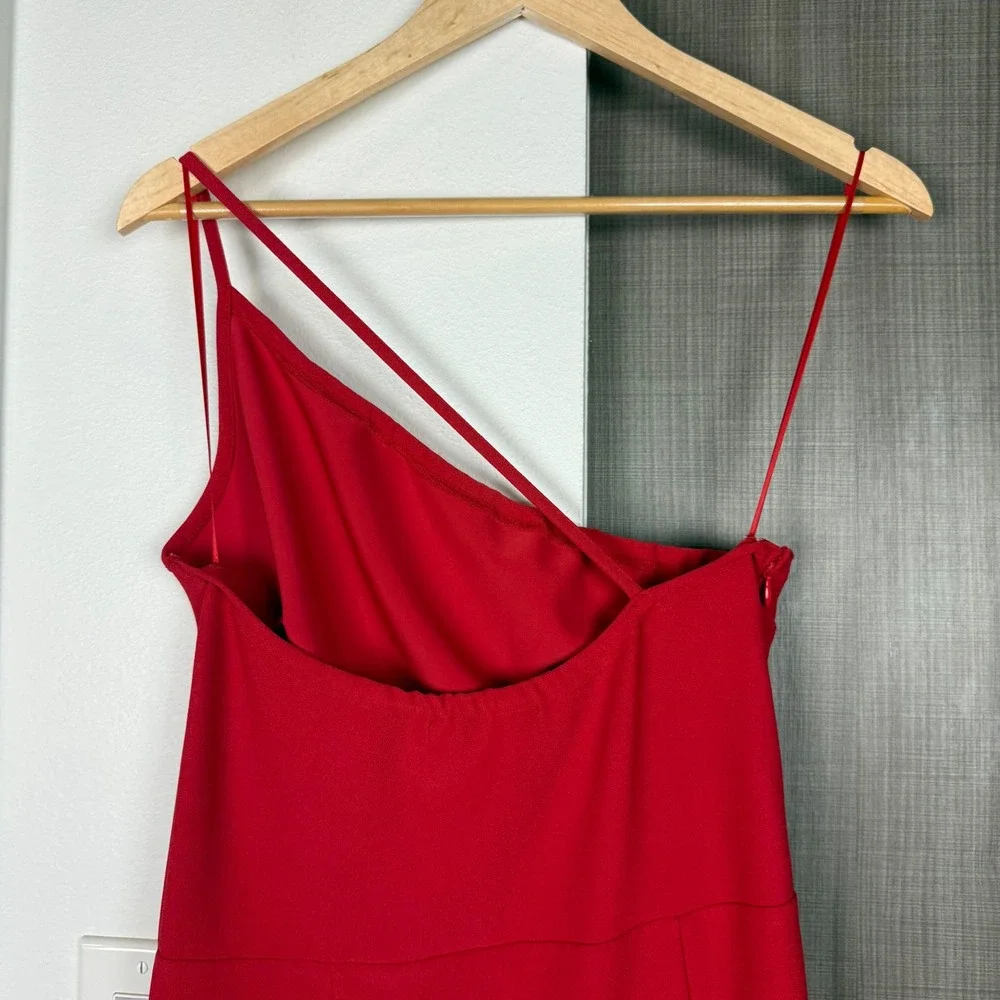 NEW Abercrombie & Fitch Red Asymmetrical One Shoulder Maxi Dress Size Large Tall